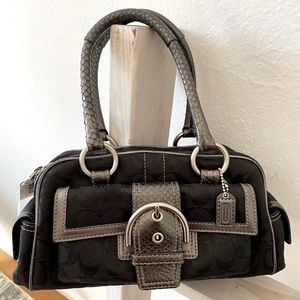 Coach metallic signature satchel with snake skin